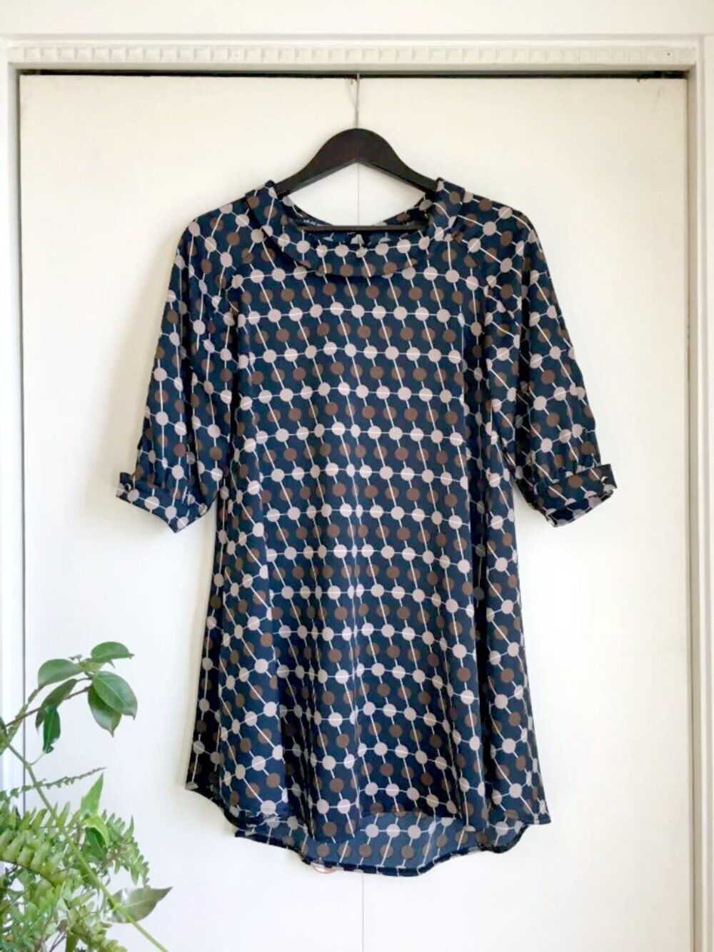 Atomic 70s Folded Collar Mod Dress Made in Italy - S